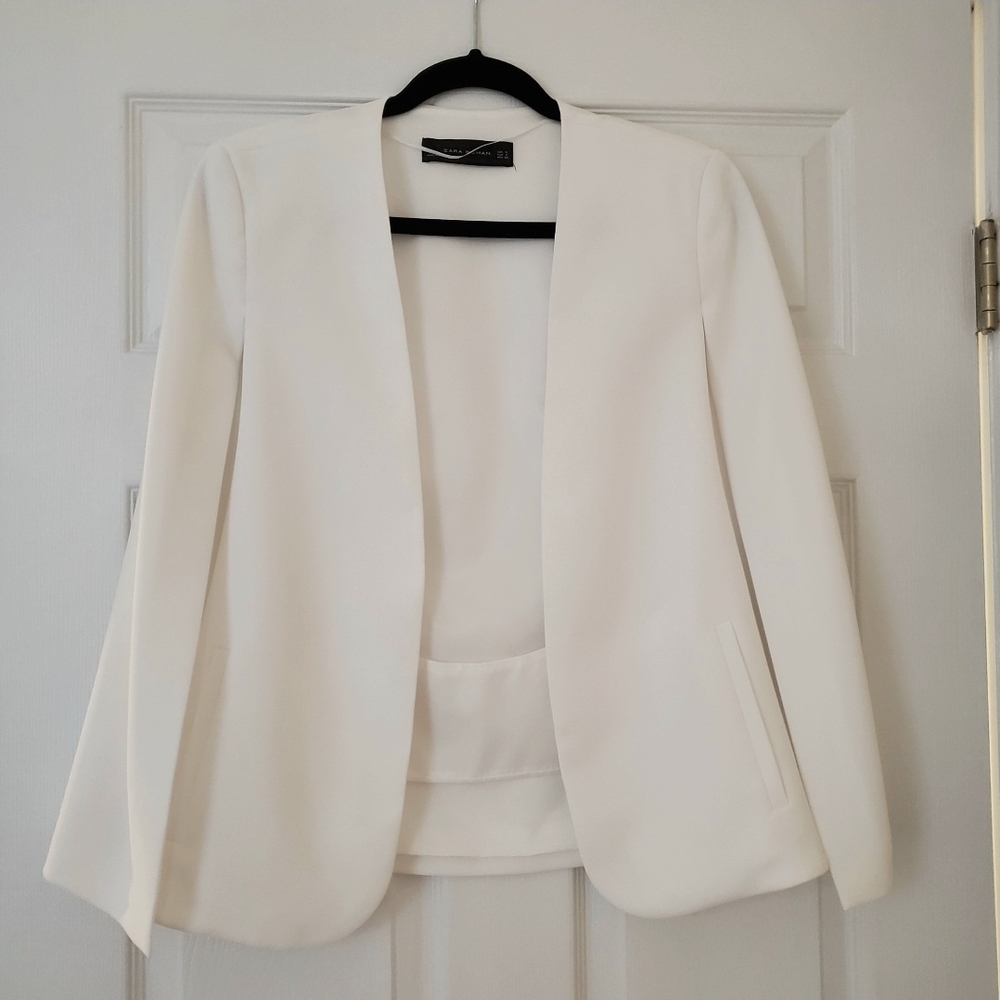 Zara White Cape Blazer
